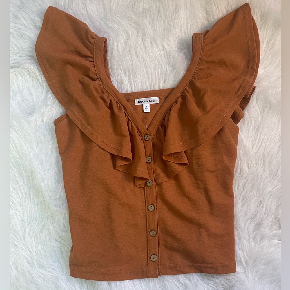 Roommates Ruffle Top in Terra Cotta Size Small